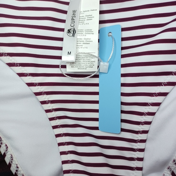 Cupshe Swim Cupshe Purple And White Striped Bikini Set Poshmark